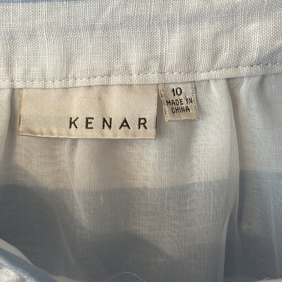 Kenar Linen Blue & White Striped Summer Skirt - Picture 5 of 6